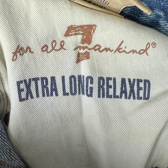 7 For All Mankind 7FAM Extra Long Relaxed Button Fly Denim Jeans Mens 34x30 - Picture 8 of 8